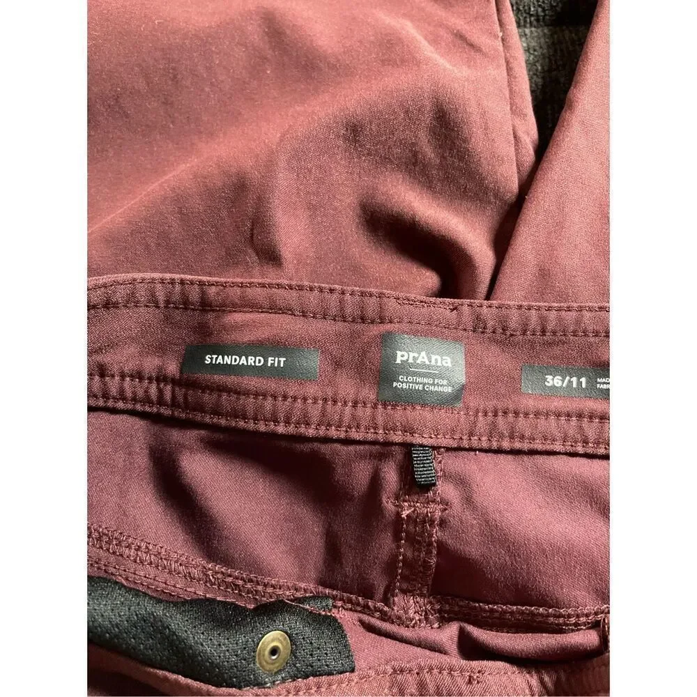Prana Mens Maroon Standard Fit Flat Front Casual Chino Shorts Size 36/11
